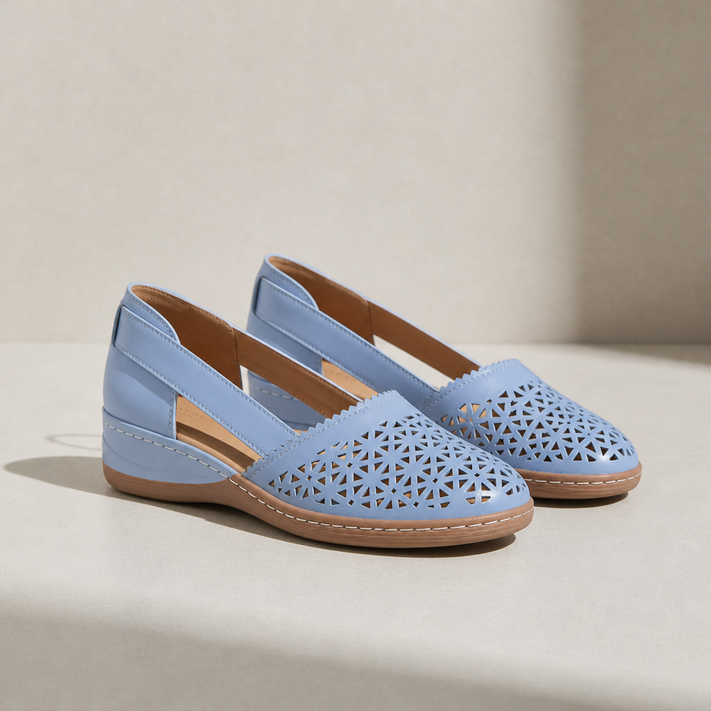 Cortona Orthopedic Cutout Slip-On Flats in Blue