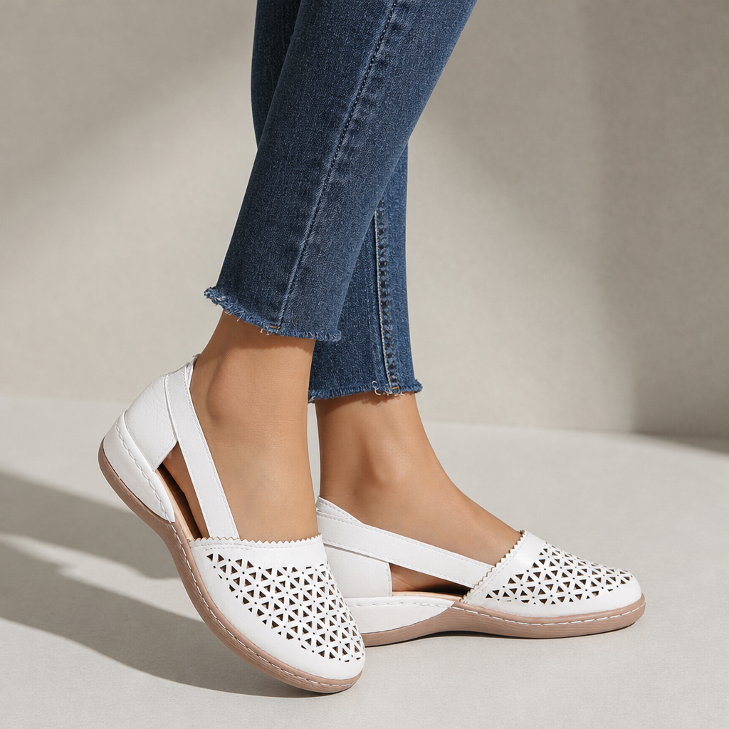 Cortona Orthopedic Cutout Slip-On Flats in White