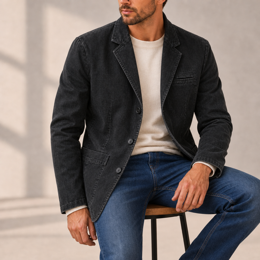 Fiesole Washed Cotton Blazer in Black