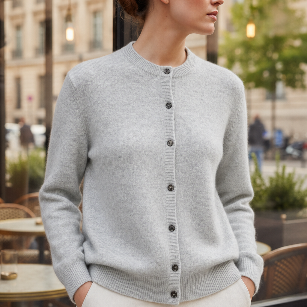 Gallipoli Cashmere Knit Cardigan in Light Gray