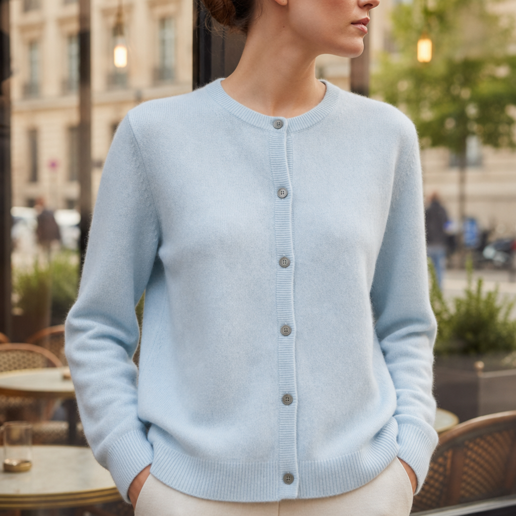 Gallipoli Cashmere Knit Cardigan in Baby Blue