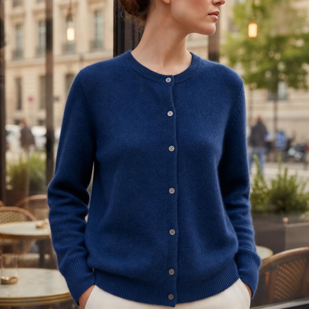 Gallipoli Cashmere Knit Cardigan in Navy Blue
