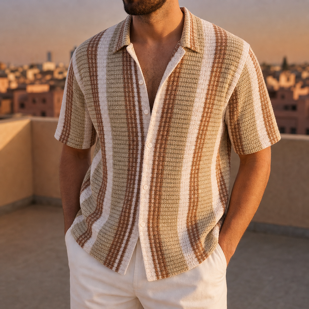 Gordes Striped Relaxed Shirt in Khaki