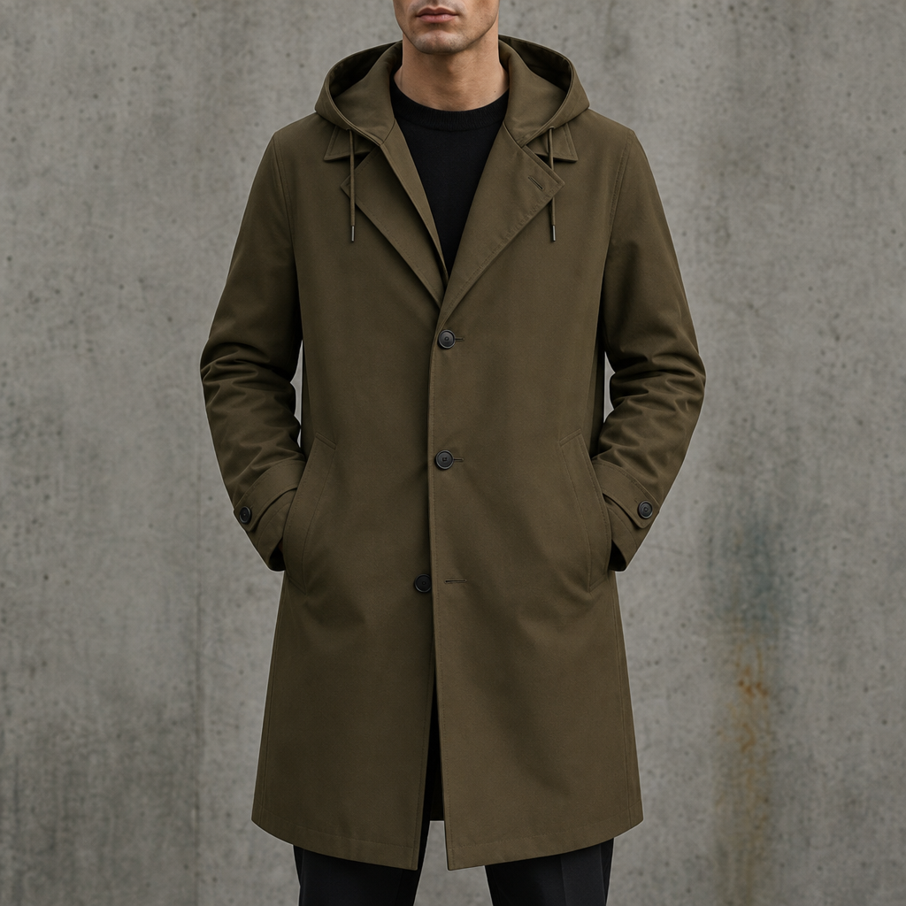 Granada Hooded Long Parka in Army Green