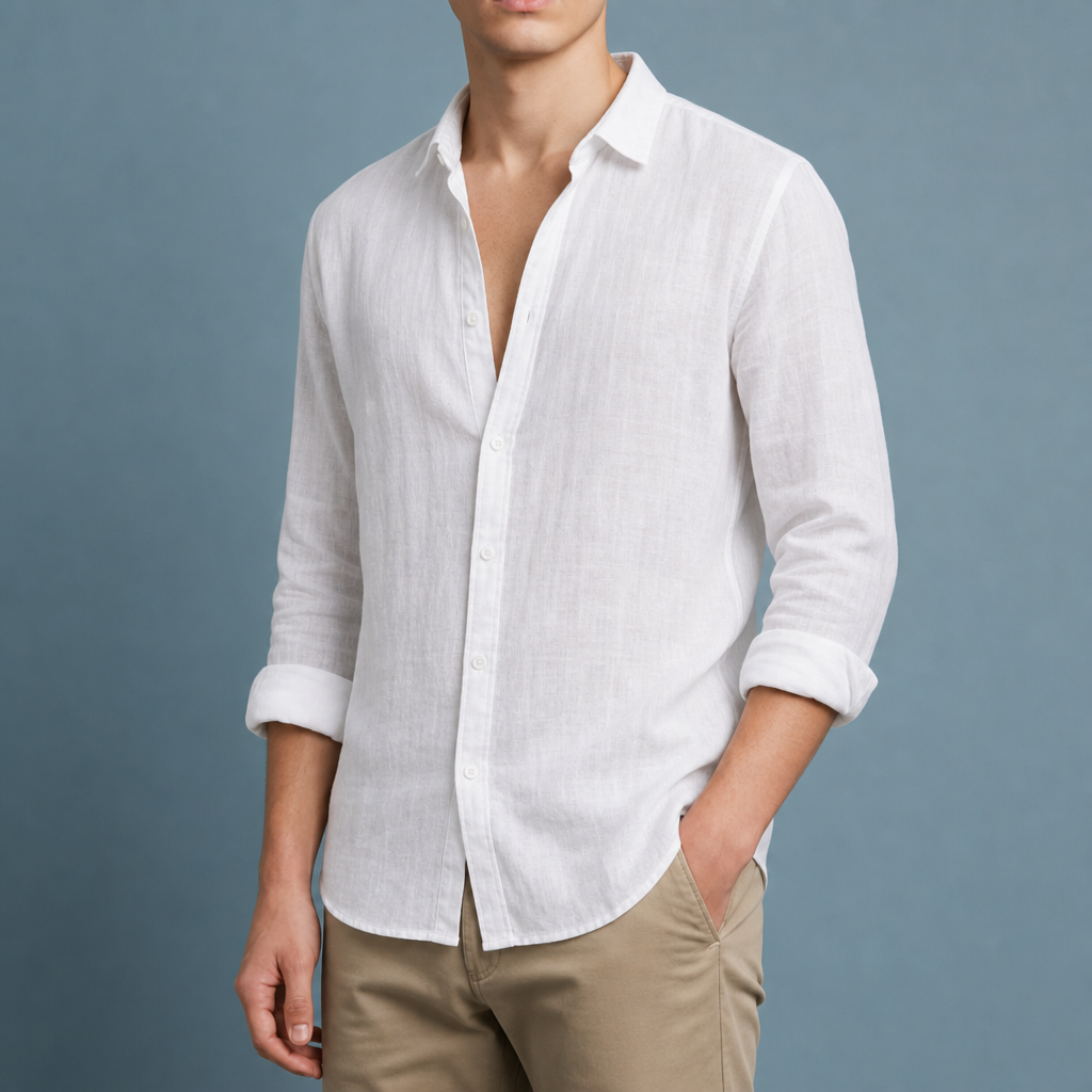 Guimaraes Linen Button-Down Shirt in White