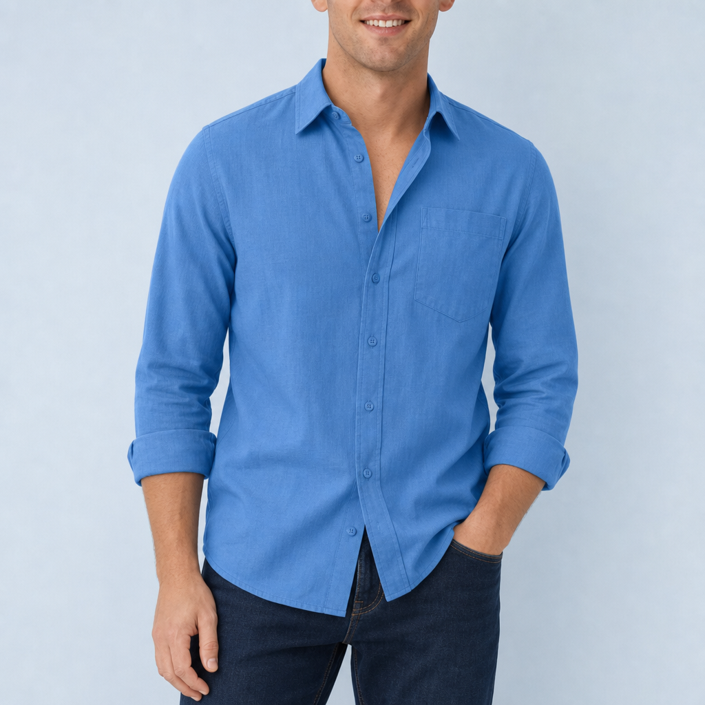 Hydra Linen Blend Shirt in Blue