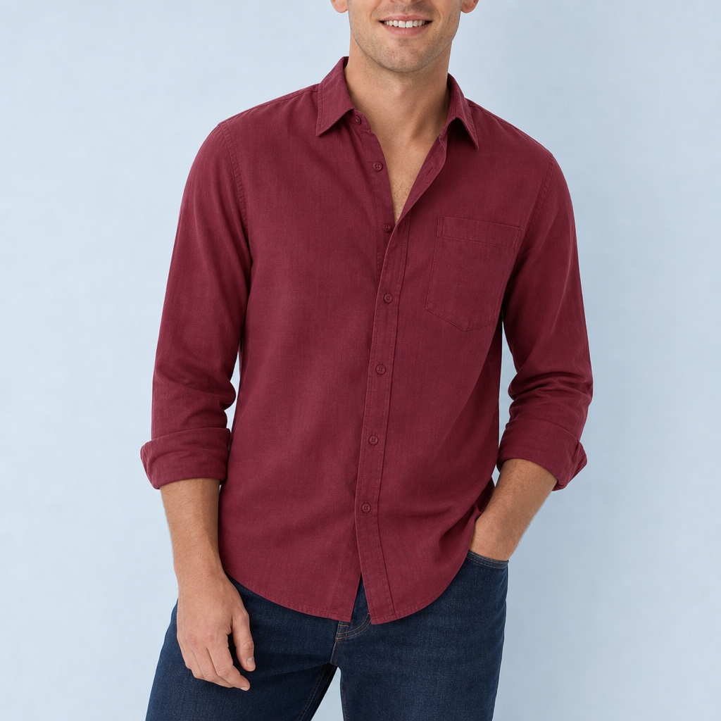 Hydra Linen Blend Shirt in Red