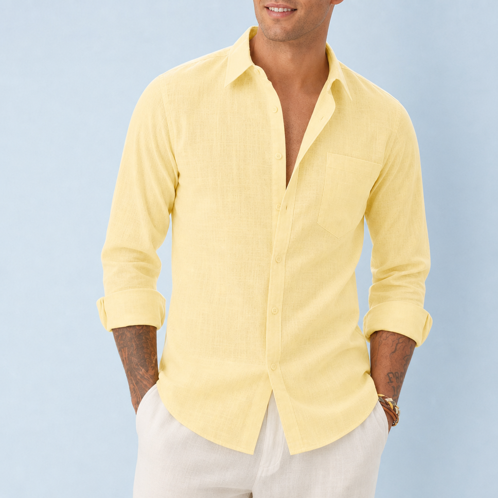 Hydra Linen Blend Shirt in Yellow