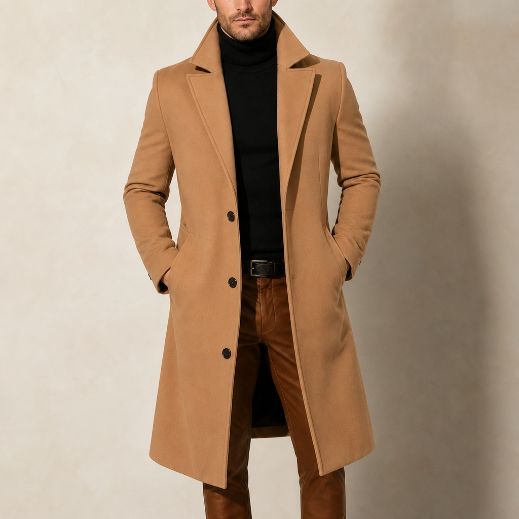 Lefkada Wool Blend Overcoat in Light brown