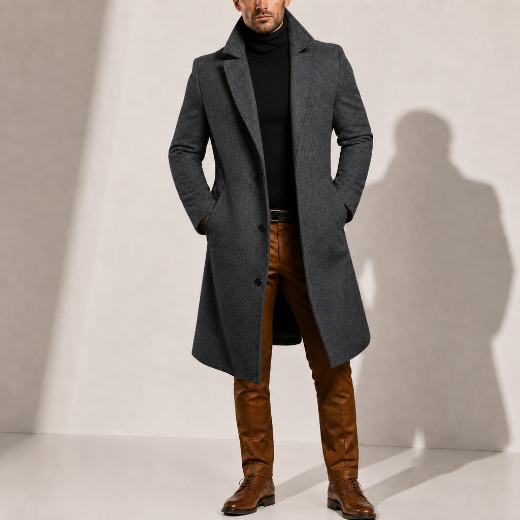 Lefkada Wool Blend Overcoat in Grey