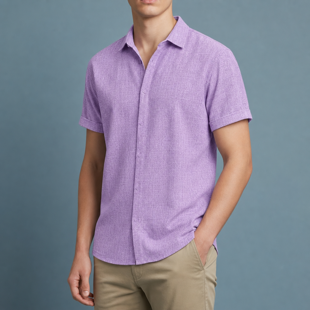 Marsaxlokk Linen Blend Button-Down in Purple