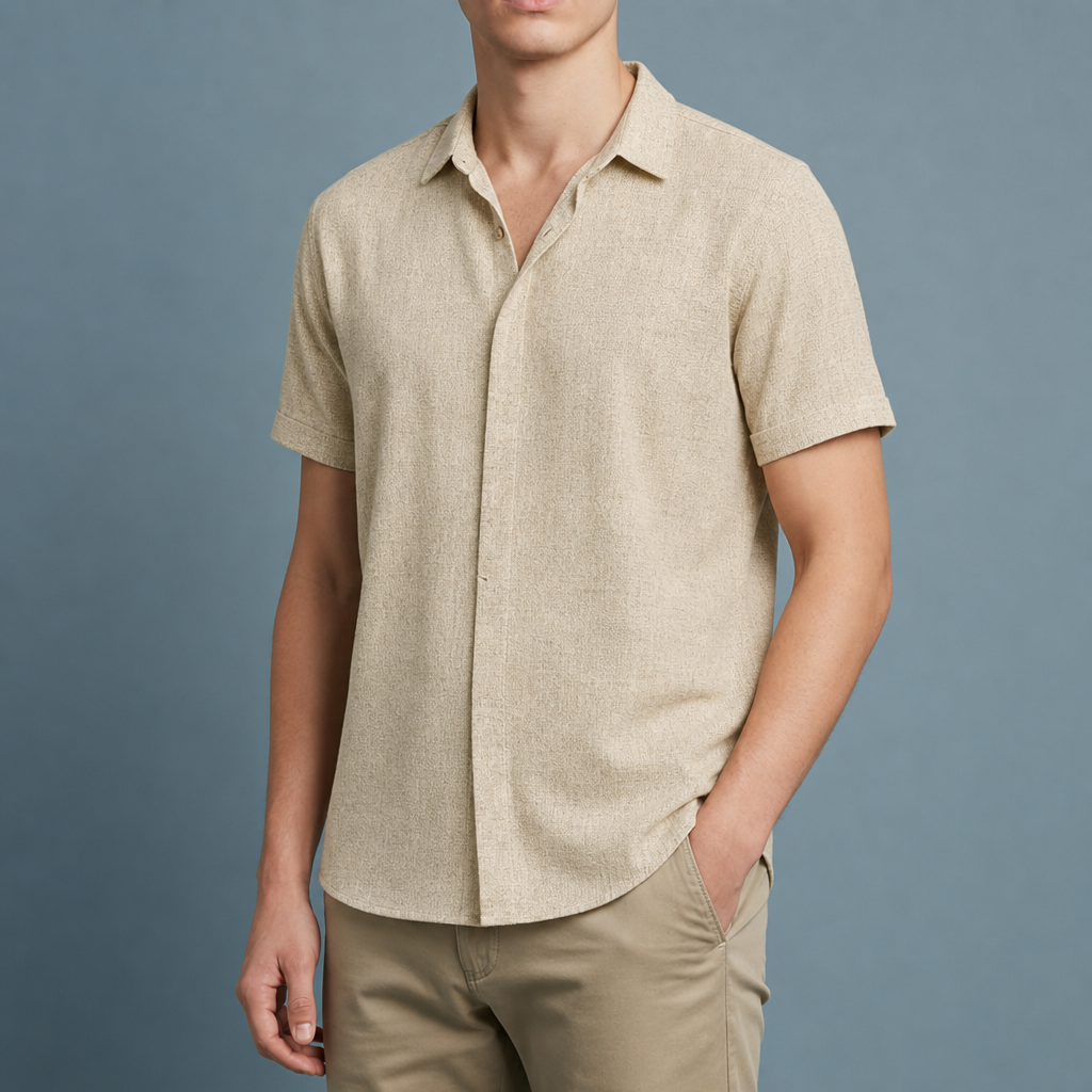 Marsaxlokk Linen Blend Button-Down in Apricot