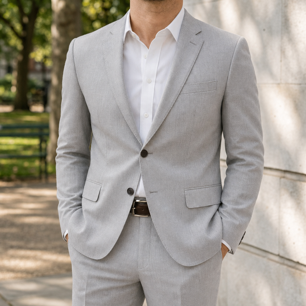 Murcia Tailored Linen Suit Set in Silver