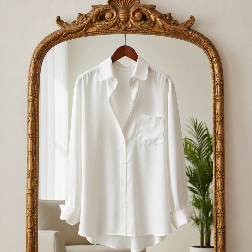 Patmos Silk Button-Down Blouse in White