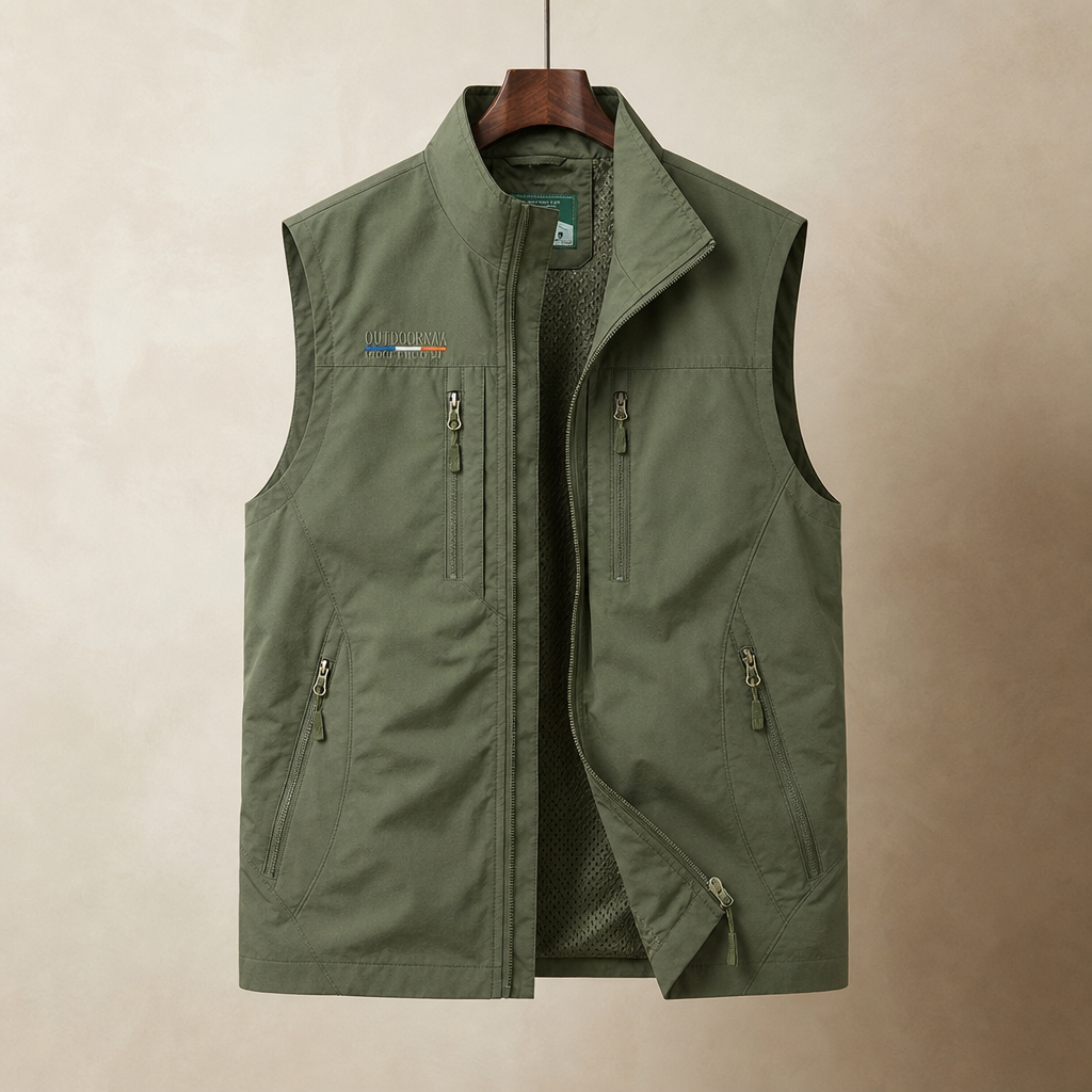 Perugia Multi-Pocket Utility Vest in Army Green