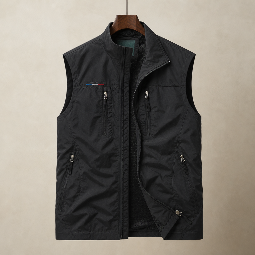Perugia Multi-Pocket Utility Vest in Classic Black