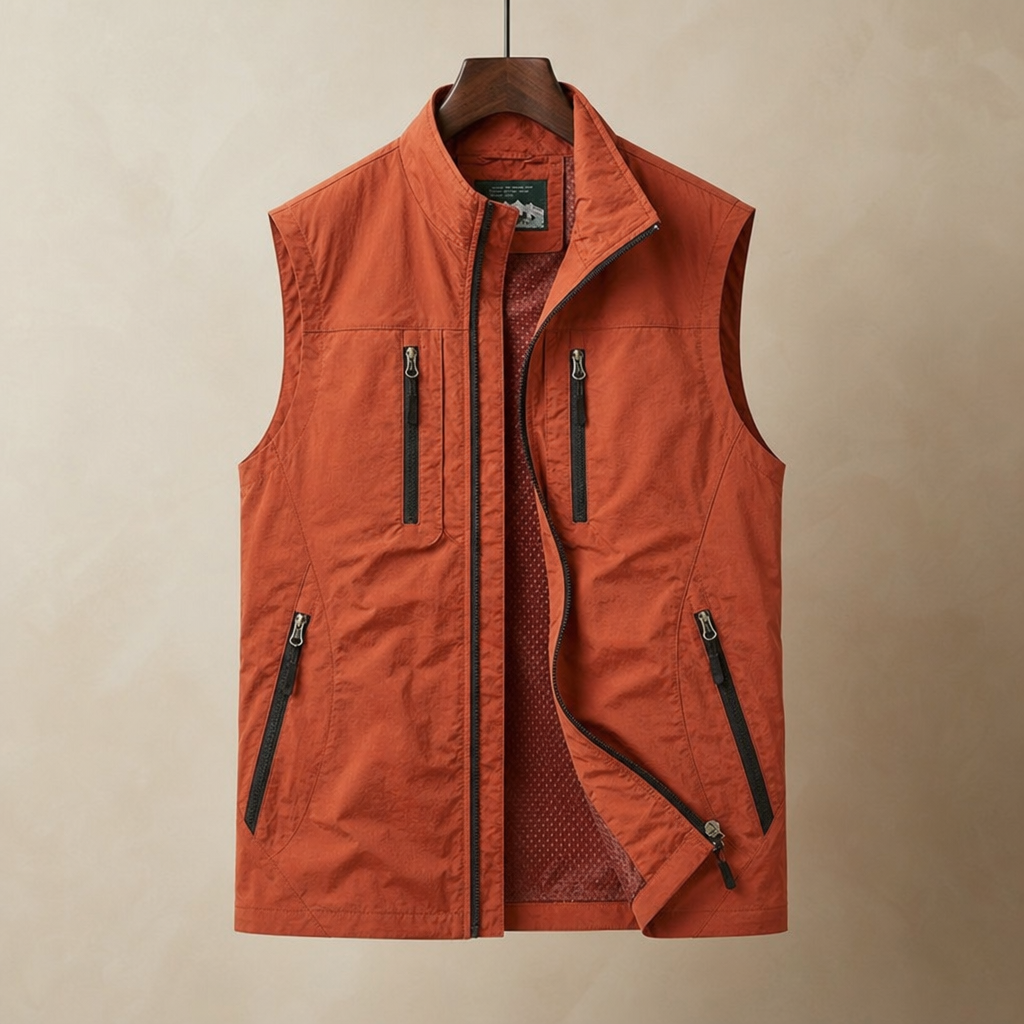 Perugia Multi-Pocket Utility Vest in Orange