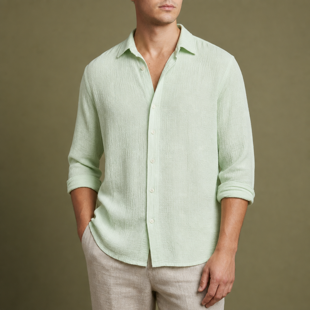 Pula Linen Blend Shirt in Light Green