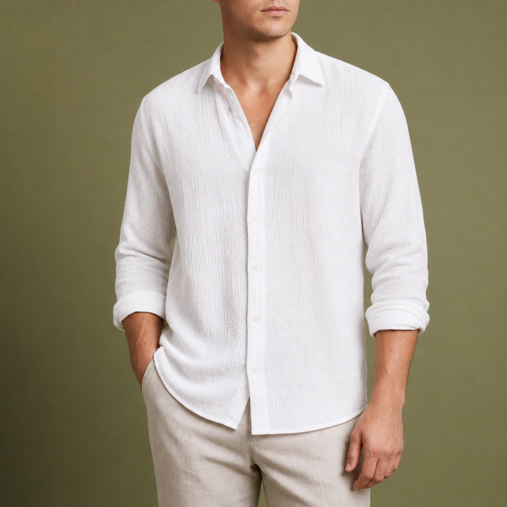Pula Linen Blend Shirt in White