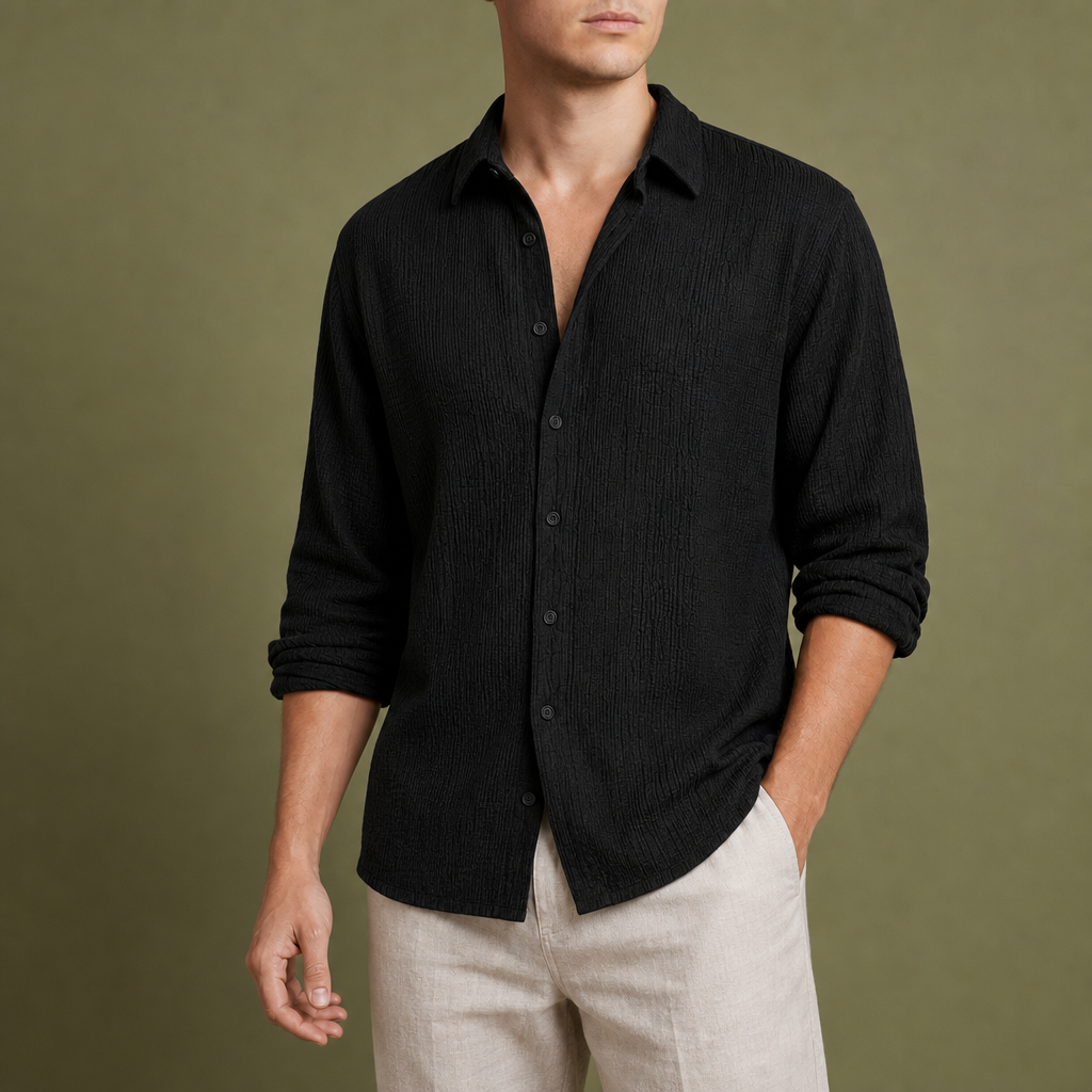 Pula Linen Blend Shirt in Black