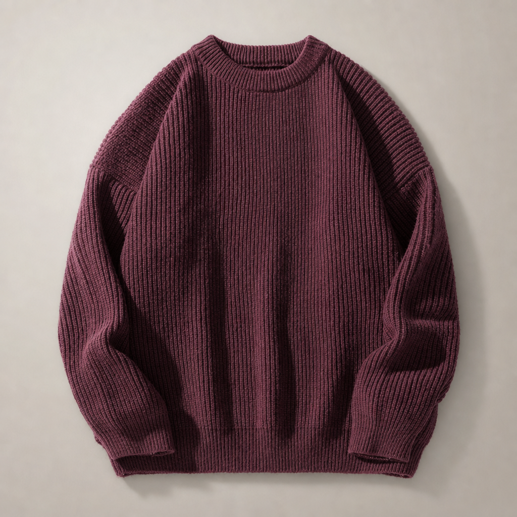 Roquebrune Ribbed Knit Sweater in Burgundy