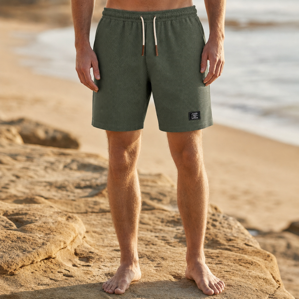 Segovia Waffle Knit Casual Shorts in Green