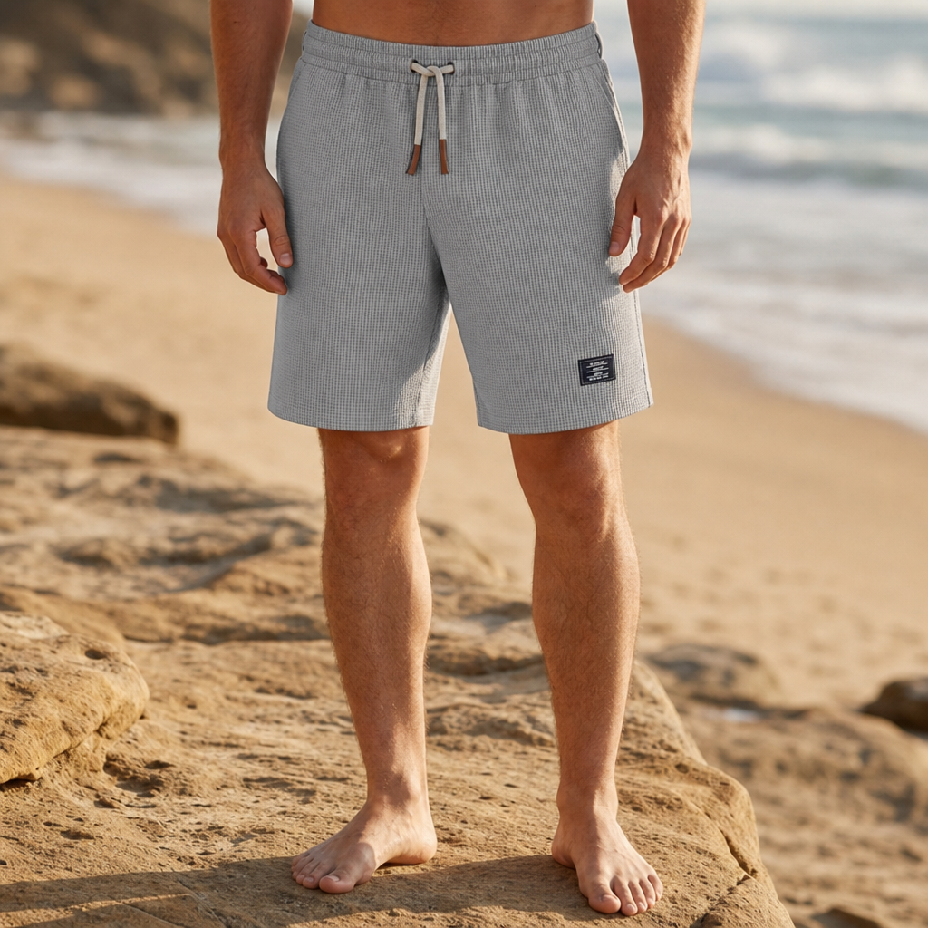 Segovia Waffle Knit Casual Shorts in Gray