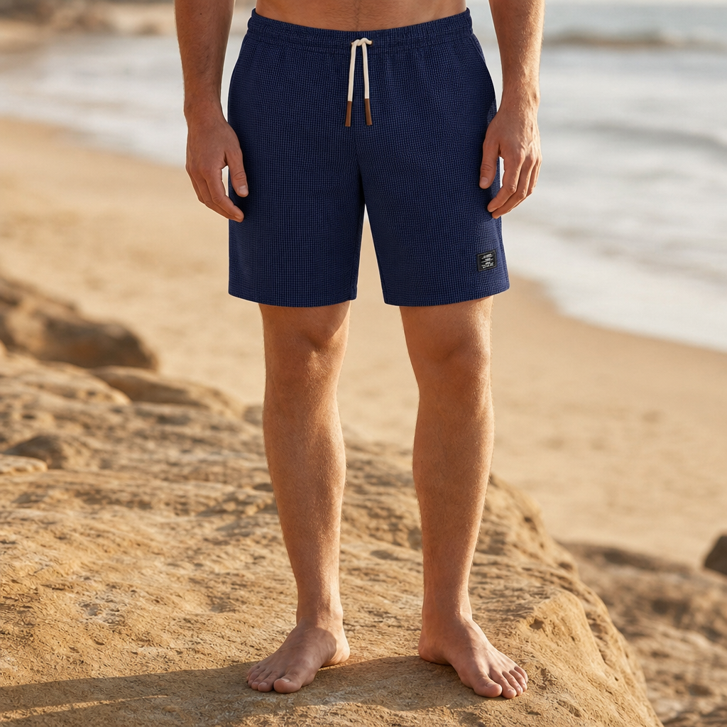 Segovia Waffle Knit Casual Shorts in Blue