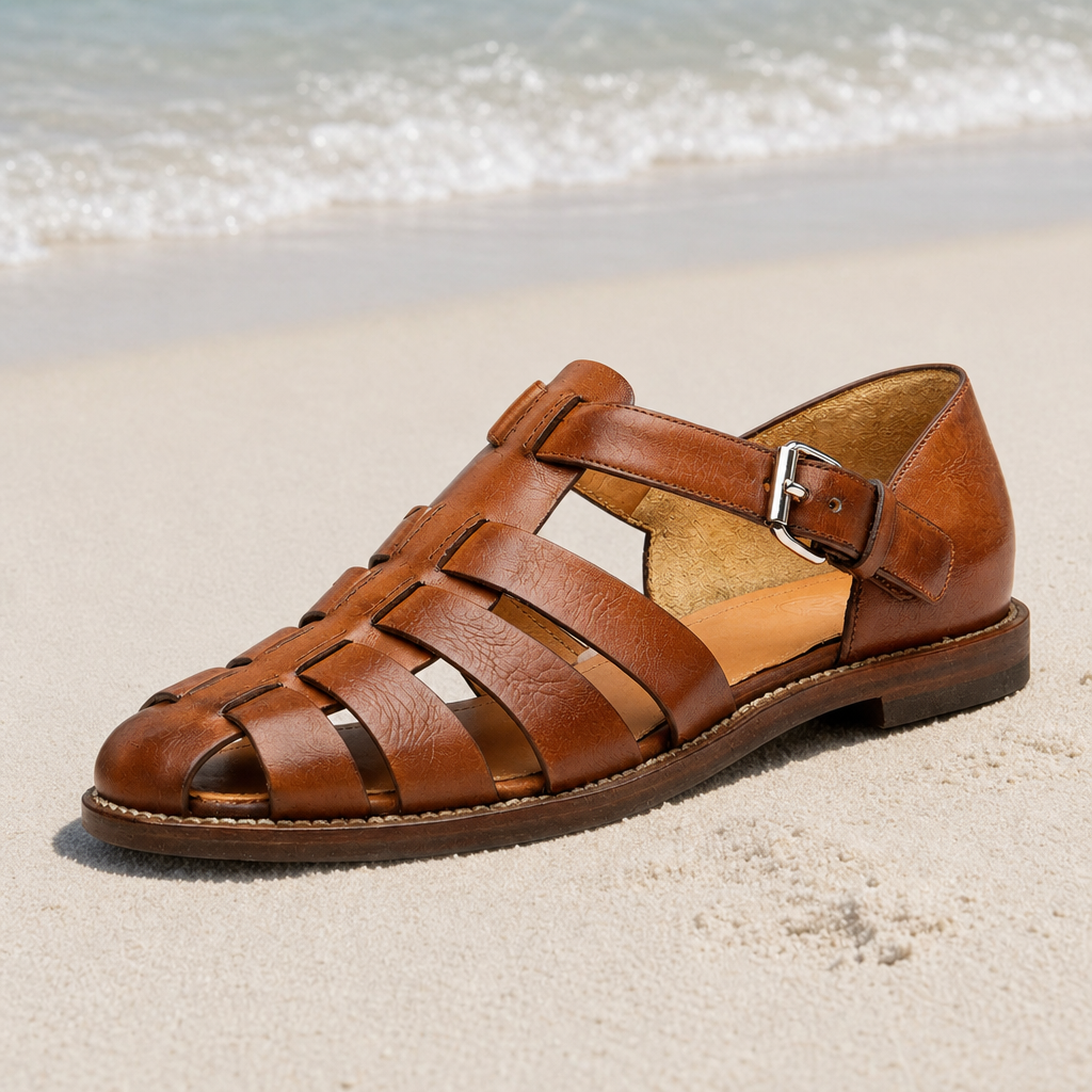 Silves Leather Fisherman Sandals in Light Brown