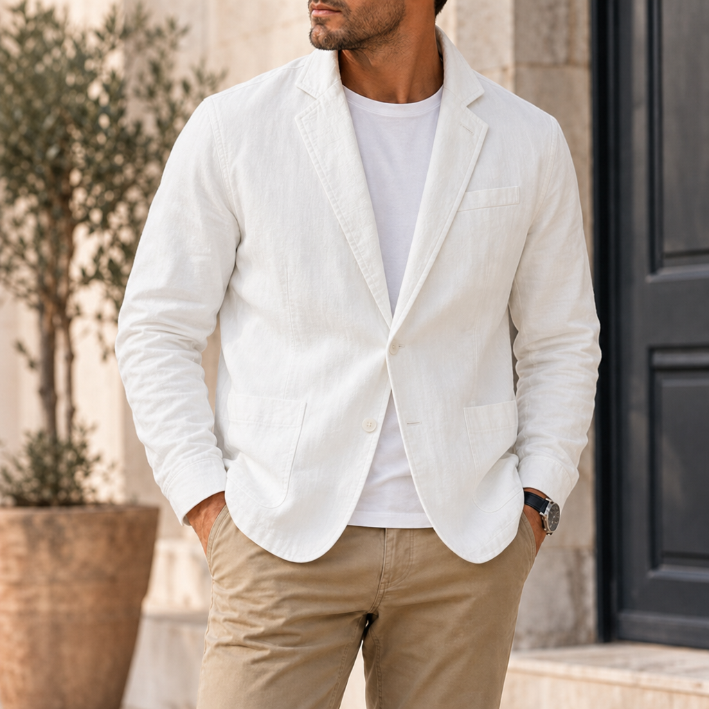 Soller Linen Casual Blazer in White