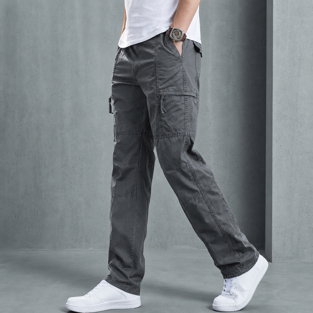 Symi Multi-Pocket Cargo Pants in Army Gray