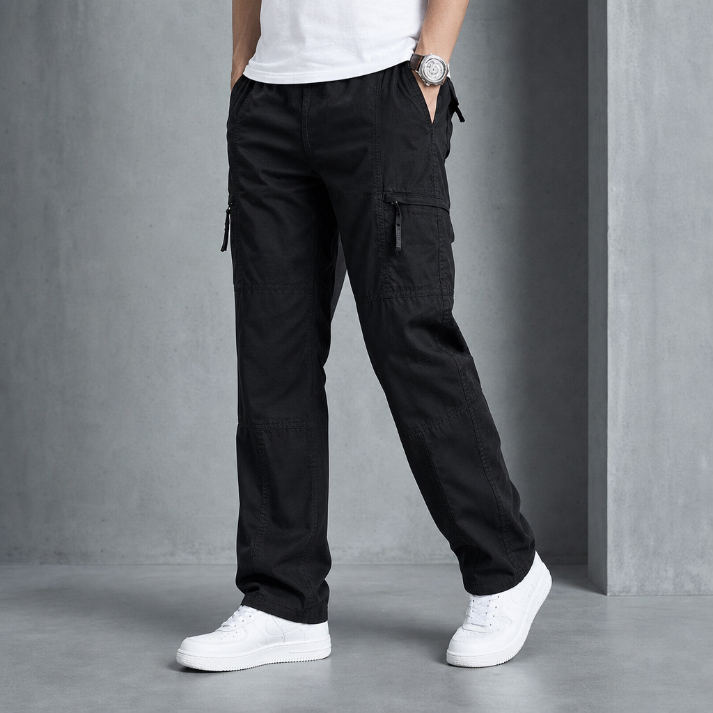 Symi Multi-Pocket Cargo Pants in Black