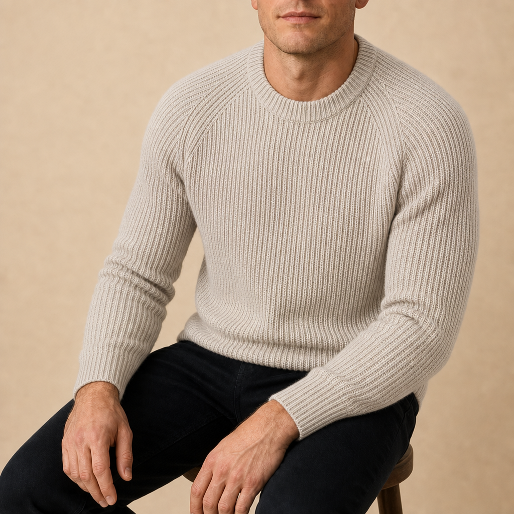 Trani Fisherman Rib Knit Sweater in Apricot