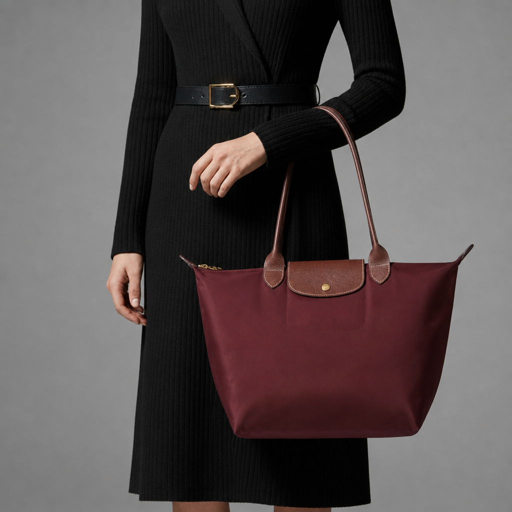 Vieste Leather Trim Tote Bag in Burgundy