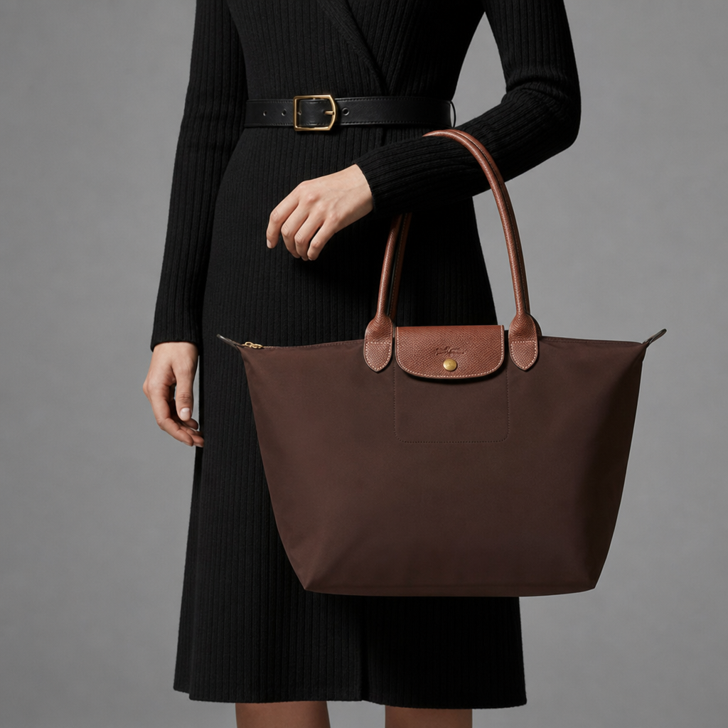 Vieste Leather Trim Tote Bag in Brown